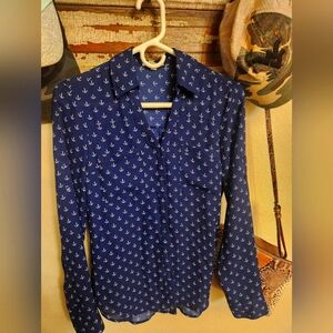 Express anchor top beautiful nautical women's top xs